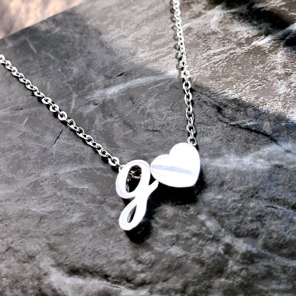Custom initial necklace letter necklace w/ heart